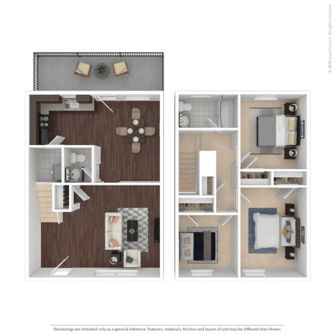 Floor plan for 3 beds, 2 baths, 1200 sqft